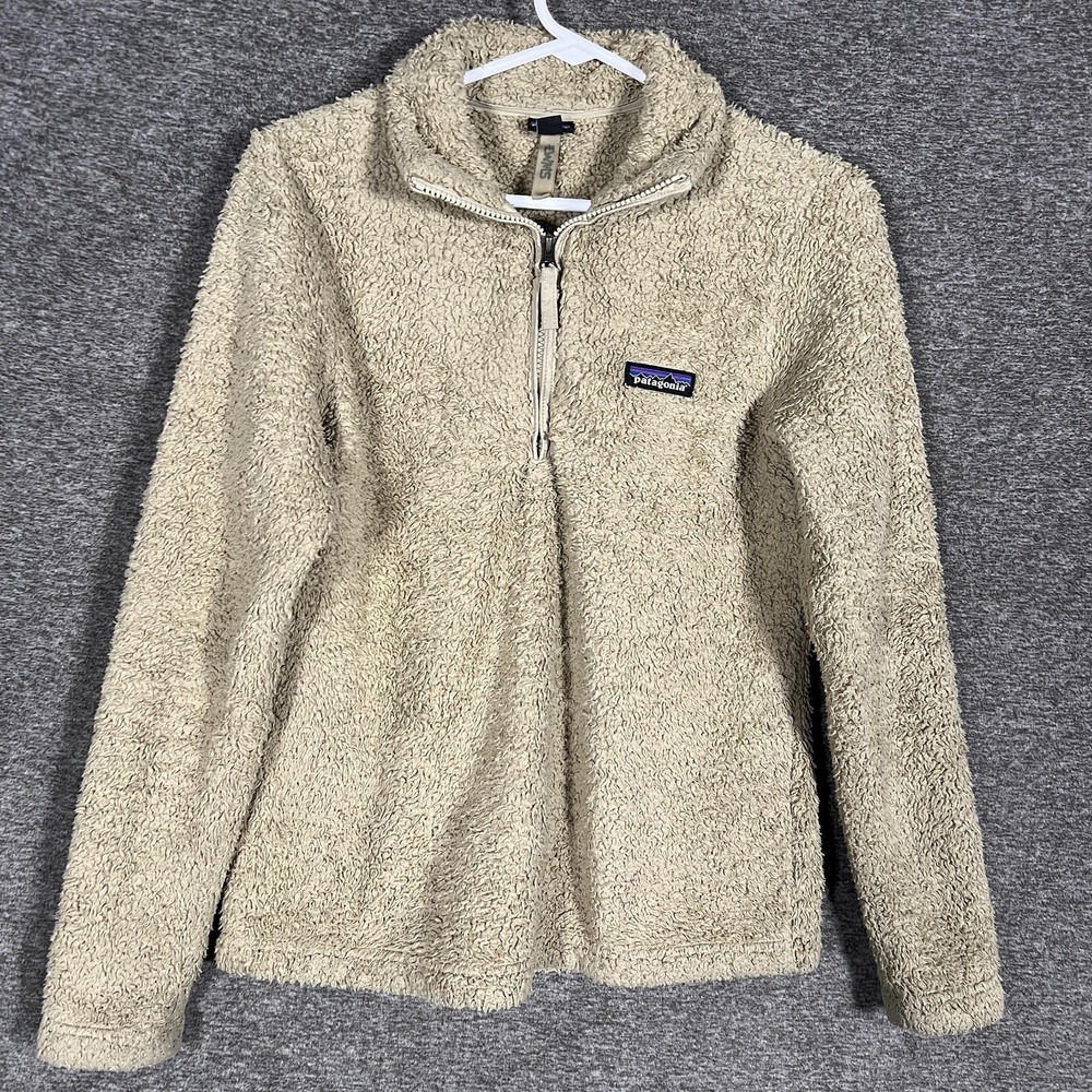 Patagonia Jacket Womens Small Beige Los Gatos‎ 1/4 Zip Sherpa Fleece Pullover